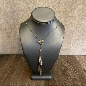 Long Elegant Gold Tassel Necklace